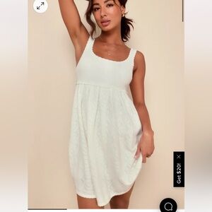 NWT- LuLus Obviously Darling Ivory Pointelle Sleeveless Mini Sweater Dress. M